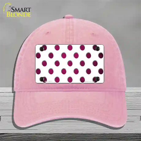 Pink White Dots Oil Rubbed Novelty License Plate Hat Unconstructed Cotton / Pink