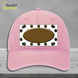Brown White Dots Oval Oil Rubbed Novelty License Plate Hat Unconstructed Cotton / Pink