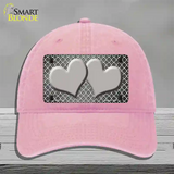 Gray White Quatrefoil Hearts Oil Rubbed Novelty License Plate Hat Unconstructed Cotton / Pink