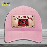 Save Our Flag Confederate Novelty License Plate Hat Unconstructed Cotton / Pink