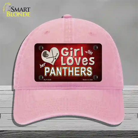 This Girl Loves Her Panthers Hockey Novelty License Plate Hat Unconstructed Cotton / Pink
