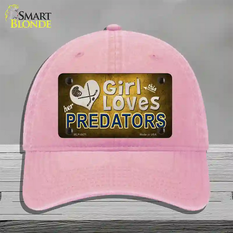 This Girl Loves Her Predators Novelty License Plate Hat Unconstructed Cotton / Pink