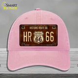 Historic Route 66 Vintage Novelty License Plate Hat Unconstructed Cotton Pink