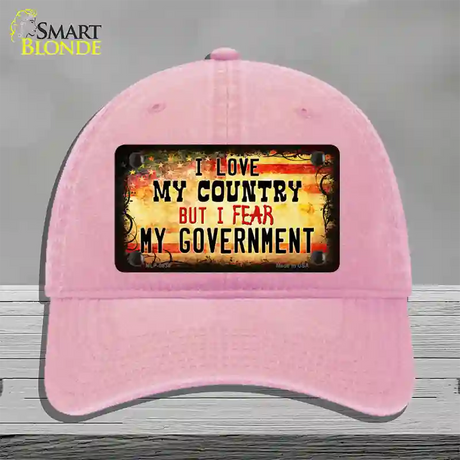 I Love My Country Novelty License Plate Hat Unconstructed Cotton / Pink