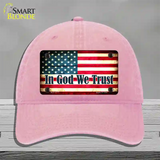 In God We Trust American Flag Novelty License Plate Hat Unconstructed Cotton / Pink