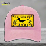 Arizona Grand Canyon With Route 66 Novelty License Plate Hat Unconstructed Cotton / Pink