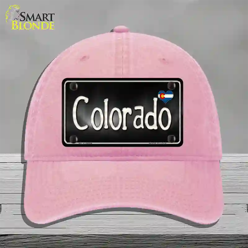 Colorado Flag Script Novelty License Plate Hat Unconstructed Cotton / Pink