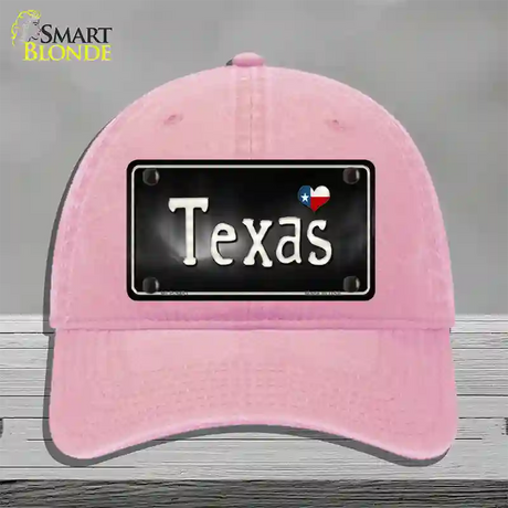Texas Flag Script Novelty License Plate Hat Unconstructed Cotton / Pink