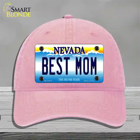 Best Mom Nevada Novelty License Plate Hat Unconstructed Cotton / Pink