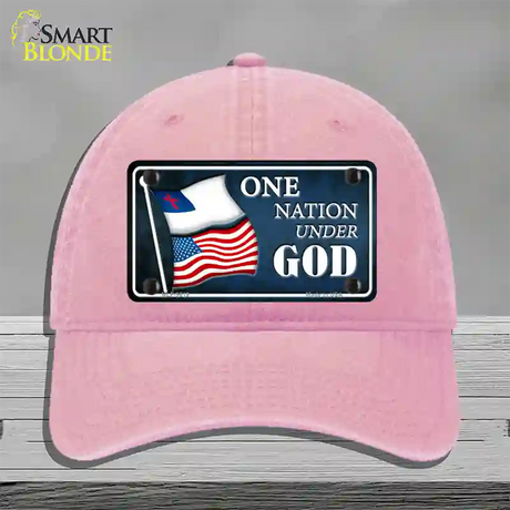 One Nation Under God Flags Novelty License Plate Hat Unconstructed Cotton / Pink