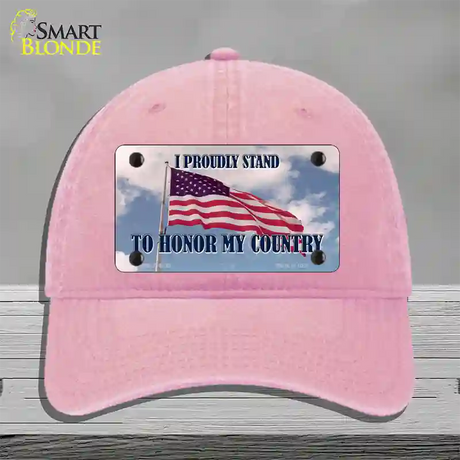 Proudly Stand Novelty License Plate Hat Unconstructed Cotton / Pink
