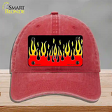 Flames Novelty License Plate Hat Unconstructed Cotton / Red