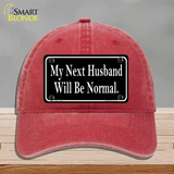 My Next Husband Novelty License Plate Hat Unconstructed Cotton / Red