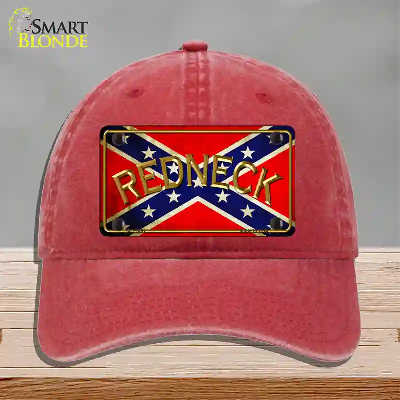 Redneck Confederate Flag Novelty License Plate Hat Unconstructed Cotton / Red