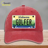 Golfer Alabama Novelty License Plate Hat Unconstructed Cotton / Red