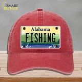 Fishing Alabama Novelty License Plate Hat Unconstructed Cotton / Red