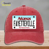 Fayetteville Arkansas Novelty License Plate Hat Unconstructed Cotton / Red