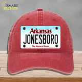 Jonesboro Arkansas Novelty License Plate Hat Unconstructed Cotton / Red