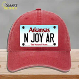 N Joy AR Arkansas Novelty License Plate Hat Unconstructed Cotton / Red