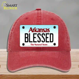 Blessed Arkansas Novelty License Plate Hat Unconstructed Cotton / Red