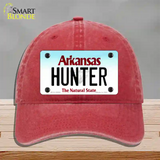 Hunter Arkansas Novelty License Plate Hat Unconstructed Cotton / Red