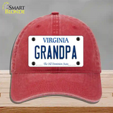 Grandpa Virginia Novelty License Plate Hat Unconstructed Cotton / Red
