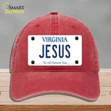 Jesus Virginia Novelty License Plate Hat Unconstructed Cotton / Red
