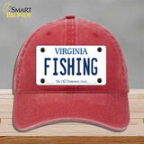 Fishing Virginia Novelty License Plate Hat Unconstructed Cotton / Red