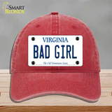 Bad Girl Virginia Novelty License Plate Hat Unconstructed Cotton / Red