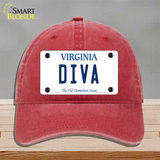 Diva Virginia Novelty License Plate Hat Unconstructed Cotton / Red