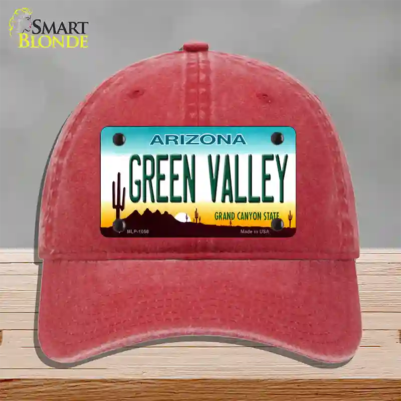 Green Valley Arizona Novelty License Plate Hat Unconstructed Cotton / Red