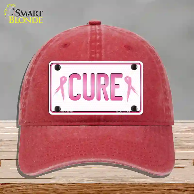 Cure Novelty License Plate Hat Sign Unconstructed Cotton / Red