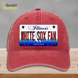 White Sox Fan Illinois Novelty License Plate Hat Unconstructed Cotton / Red