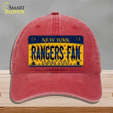 Rangers Fan New York Novelty License Plate Hat Unconstructed Cotton / Red
