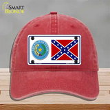 Confederate Flag Texas Seal Novelty License Plate Hat Unconstructed Cotton / Red