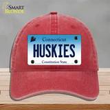 Huskies Connecticut Novelty License Plate Hat Unconstructed Cotton / Red