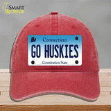 Go Huskies Connecticut Novelty License Plate Hat Unconstructed Cotton / Red