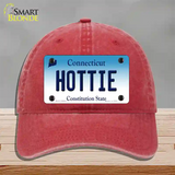 Hottie Connecticut Novelty License Plate Hat Unconstructed Cotton / Red