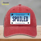 Spoiled Connecticut Novelty License Plate Hat Unconstructed Cotton / Red