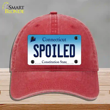 Spoiled Connecticut Novelty License Plate Hat Unconstructed Cotton / Red