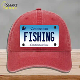Fishing Connecticut Novelty License Plate Hat Unconstructed Cotton / Red