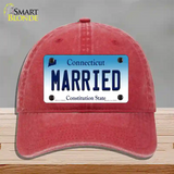 Married Connecticut Novelty License Plate Hat Unconstructed Cotton / Red