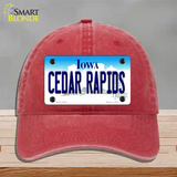 Cedar Rapids Iowa Novelty License Plate Hat Unconstructed Cotton / Red