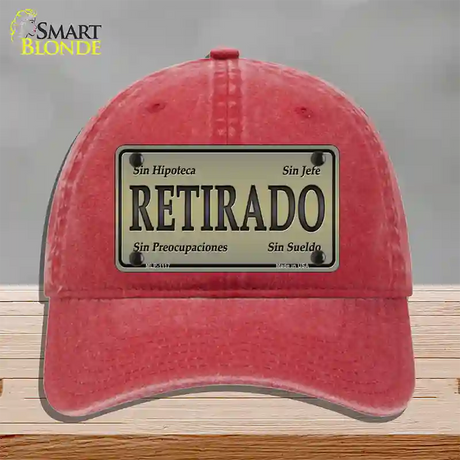 Retirado Novelty License Plate Hat Unconstructed Cotton / Red