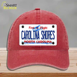 Carolina Shores North Carolina Novelty License Plate Hat Unconstructed Cotton / Red