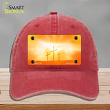 Crosses in the Sun Orange Novelty License Plate Hat Unconstructed Cotton / Red