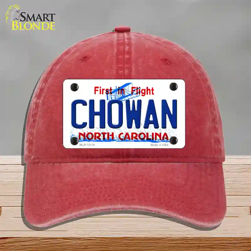 Chowan North Carolina State Novelty License Plate Hat Unconstructed Cotton / Red