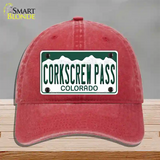 Corkscrew Pass Colorado Novelty License Plate Hat Unconstructed Cotton Red