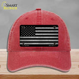 American Flag Black and Gray Novelty License Plate Hat Unconstructed Cotton Red