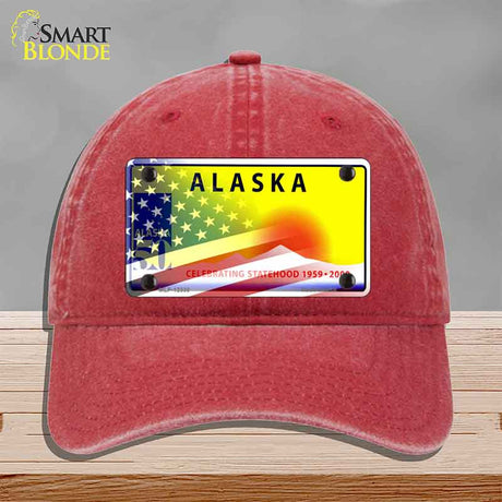 Alaska with American Flag Novelty License Plate Hat HAT-MLP-12330